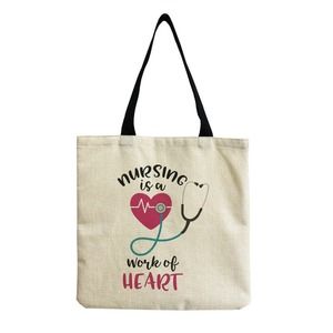 Nurse Nursing Pride Linen Tote Bag Nursing Is A Work Of Heart